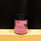 Black Violet and Saffron handcrafted candle – alternate view