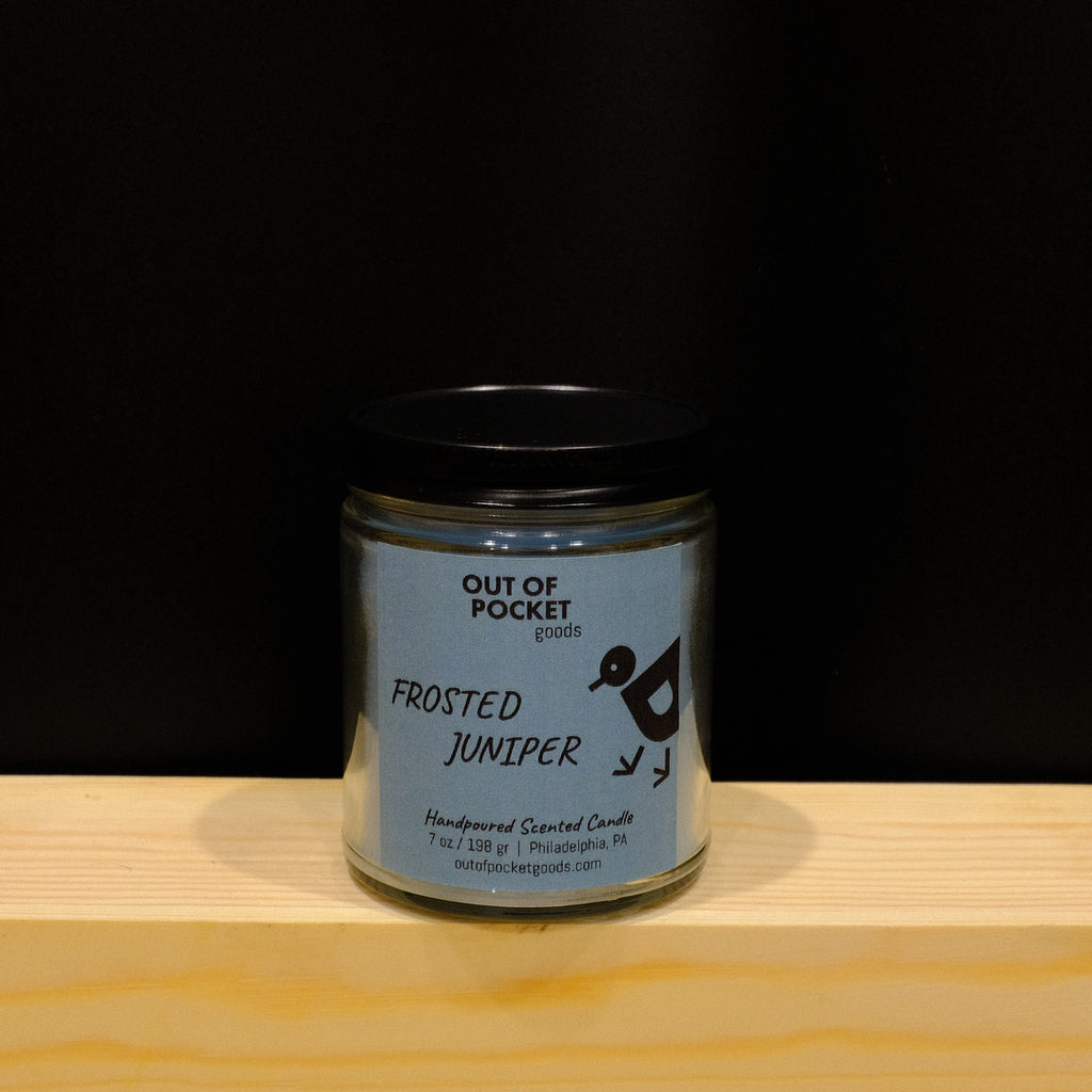 Frosted Juniper handcrafted candle – alternate view