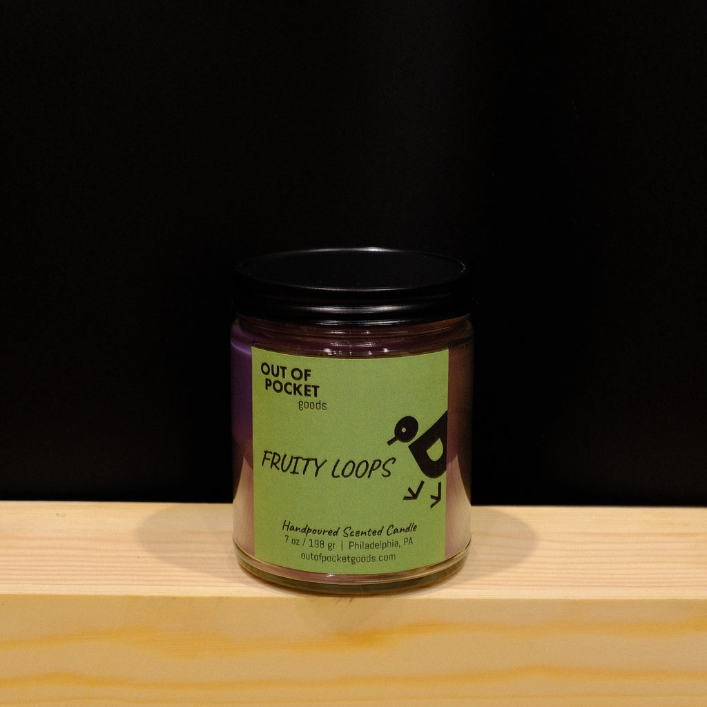 Fruity Loops handcrafted candle – alternate view