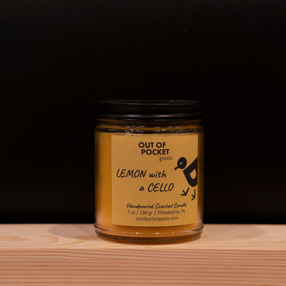 Lemon With A Cello handcrafted candle by Out Of Pocket Goods