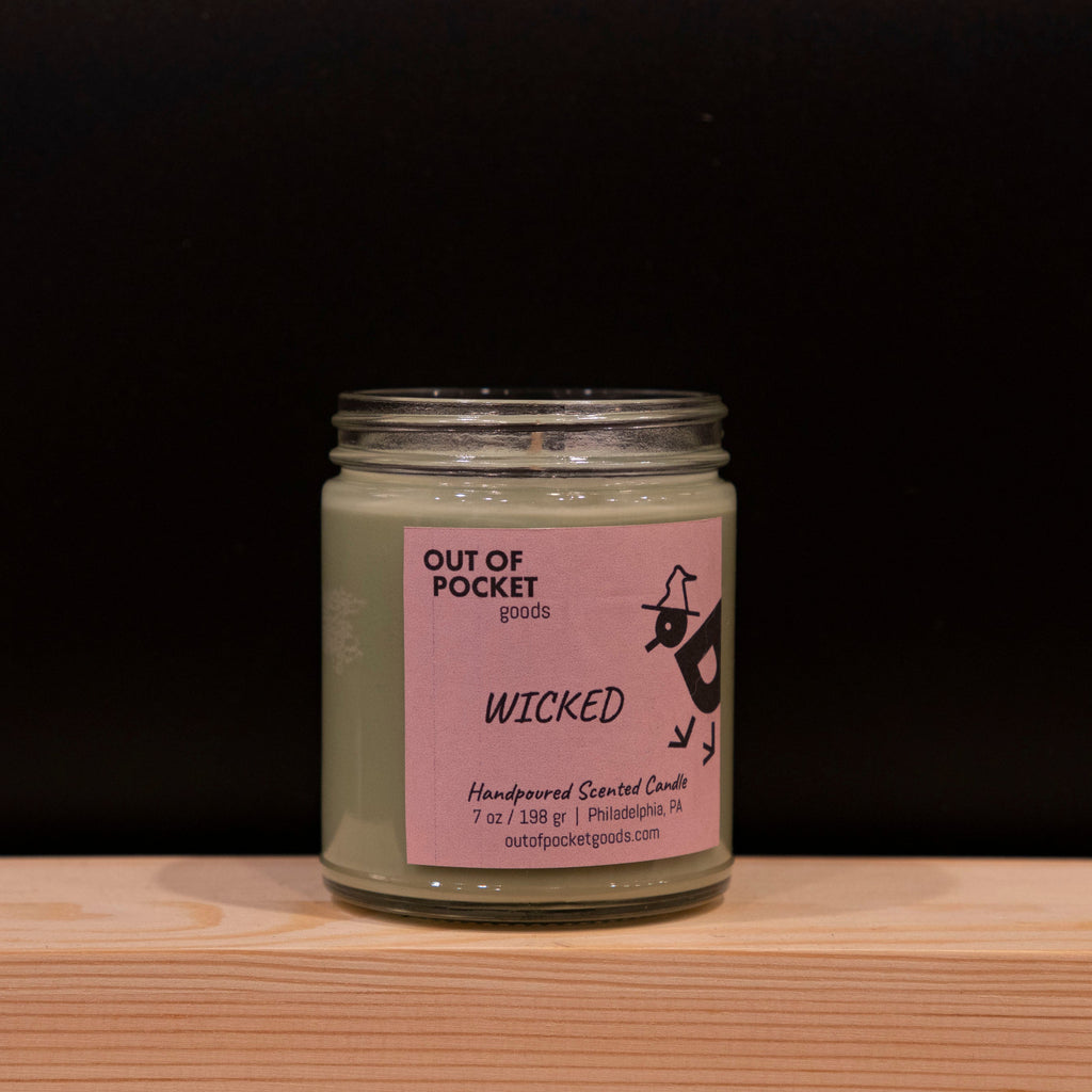 Wicked handcrafted candle – alternate view