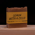 Lemon With A Cello - Handcrafted Soap Bar – label