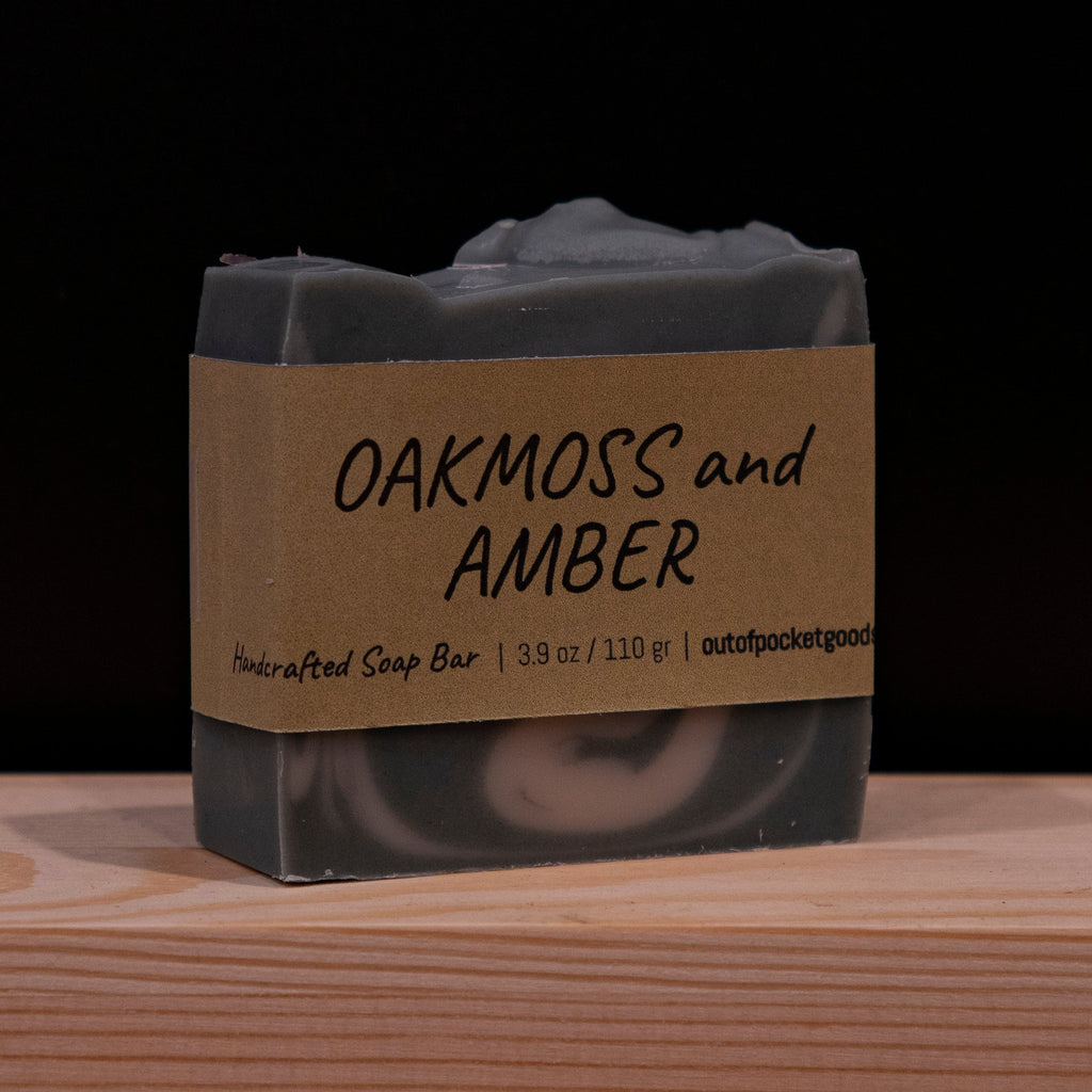 Oakmoss and Amber - Handcrafted Soap Bar – label